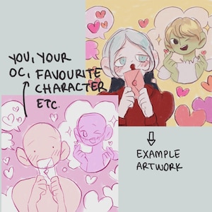 Encargo de dibujo personalizado de fanática / YCH Pareja de fanáticos Confesión de amor DnD OC Anime Manga Furry Autoinserto Ilustración de fanart