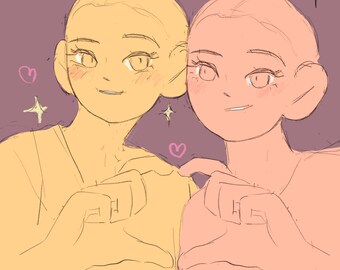 Custom Couple Digital Art Commission | Phone Wallpaper, DnD OC Anime Illustration