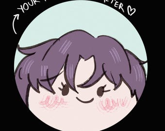 Custom Smiling Button Pin Commission : Kawaii Chibi Backpack Accessory YCH Ita Bag Itabag