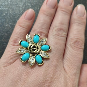 Vintage stylish GG ring, gift for her, open adjustable ring, 3 in 1