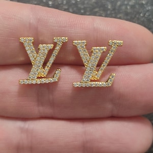 Vintage stylish stud Monogram LV earrings, birthday gift