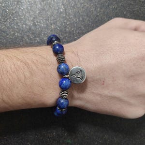 Vintage stylish stone lapis lazuli bracelet bangle, Christmas gift, unisex