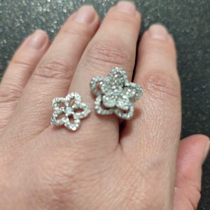 Vintage stylish Monogram Flower zircon ring, gift for her, gift for girlfriend , size 8,5