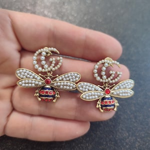 Vintage stylish chic pearl GG earrings