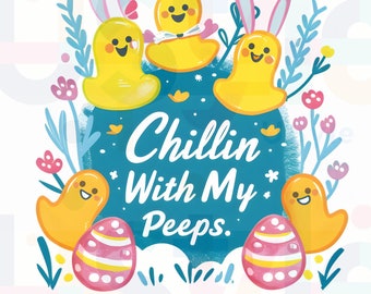 Teaching My Favorite Peeps Png | Teacher Png | Retro Easter White Font Png | Digital File | Easter Day Png | Teacher Shirt