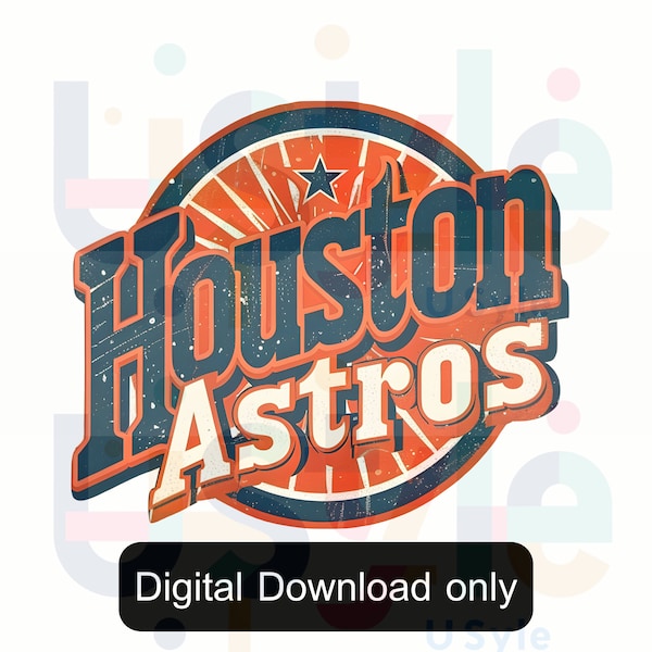 Fichier PNG de baseball de Houston en téléchargement numérique | Baseball PNG | T-shirt à thème Houston Texas groovy | Astros Baseball Png