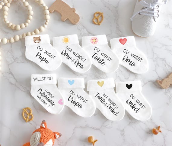 Baby Socke Schwangerschaft verkünden | personalisiertes Geschenk | Familie Geschenk zur Geburt | Baby Geschenke | Schwangerschaft verkunden