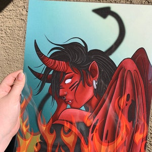 goth meisje kunst, 11 x 14 art print, goth wanddecor, demon kunst, horror decor, schilderijen van vrouw, donkere kunst wordt afgedrukt, betaalbare kunst wordt afgedrukt,