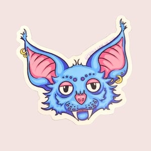 Fun vinyl sticker, bat sticker, cute animal stickers, weird stickers, waterproof stickers, small gifts, gifts for goth girls, gifts for her