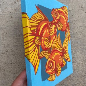 Bold Goldfish Acrylic Painting – 8x10 Original Art on Canvas | Vibrant ...