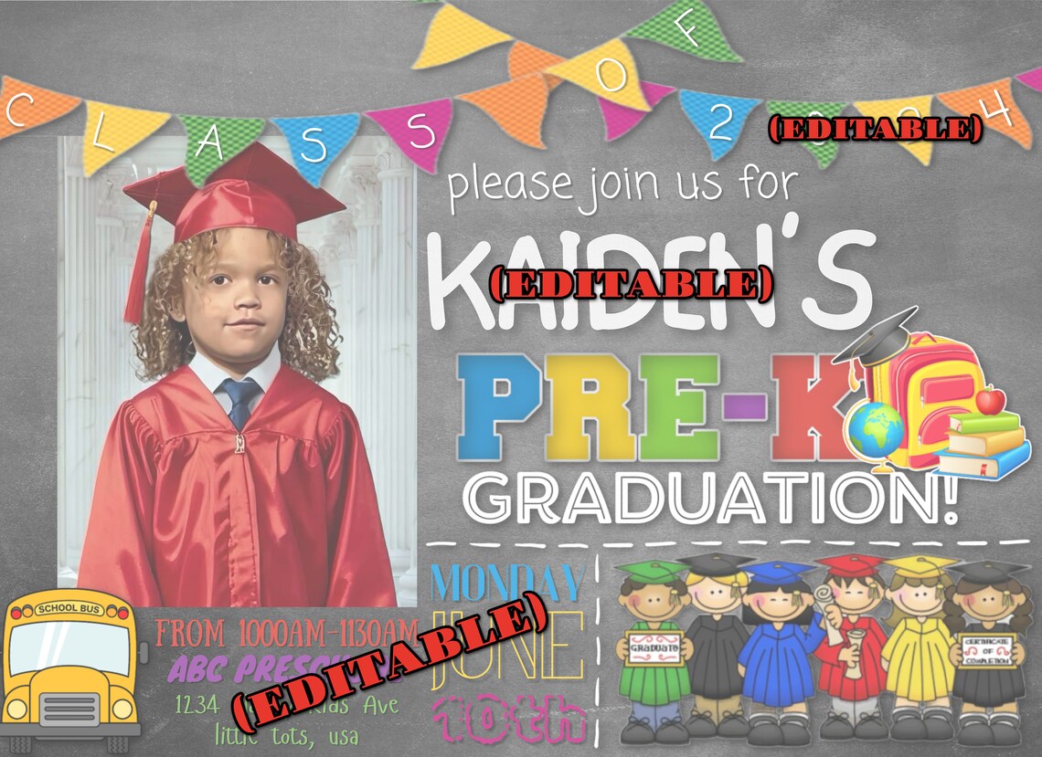 Pre k Graduation Invitations Etsy Pre k Graduation Invitations Etsy