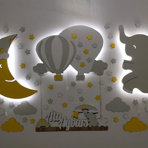 Nachtlicht-Holz-Mondballon-StarName Beleuchtung