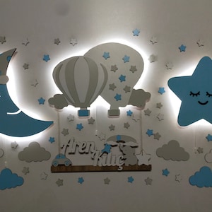 Nachtlicht-Holz-Mondballon-StarName Beleuchtung