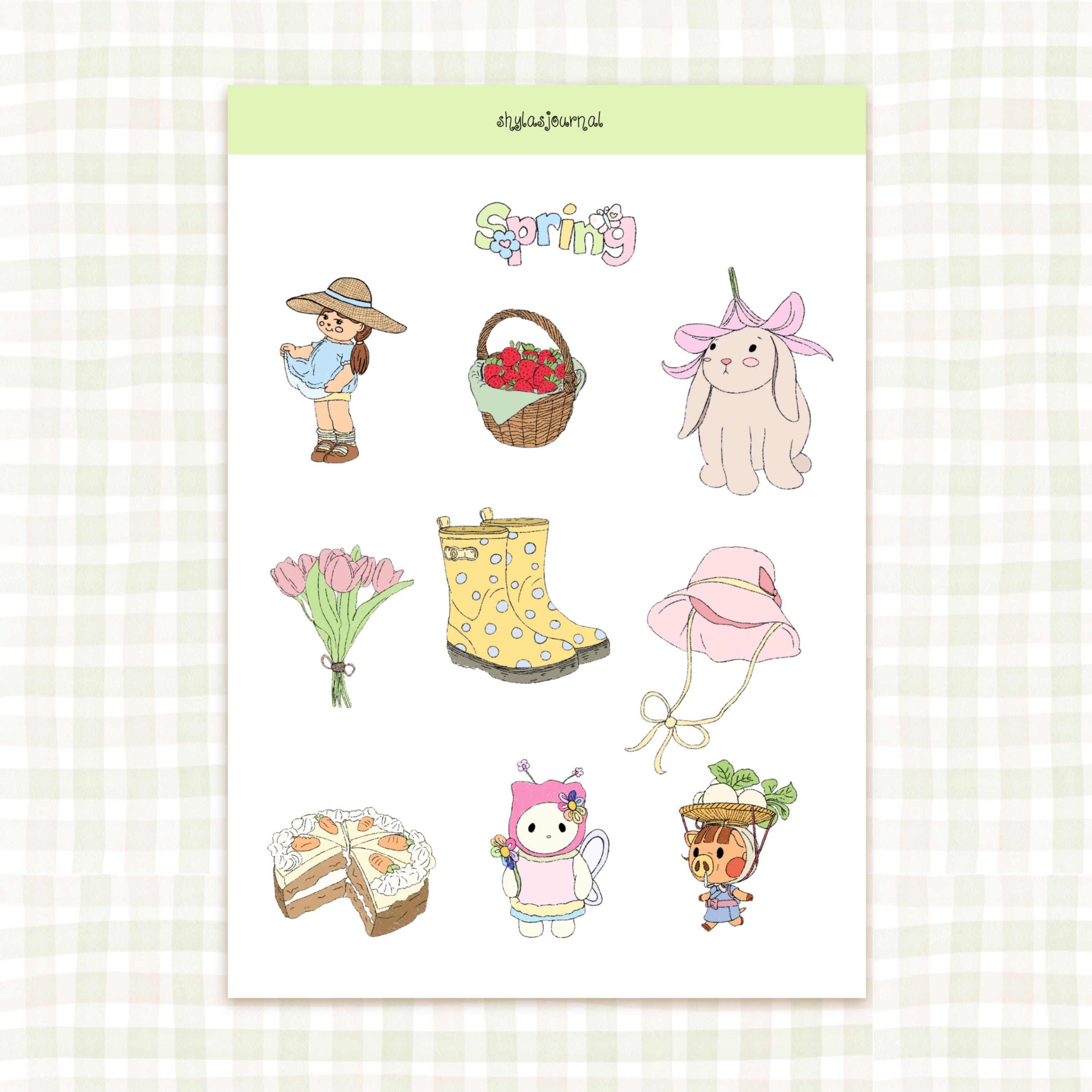 Spring Time Clear Sticker Springtime Sticker Sheet | A5 Junk Journal Vinyl Stickers - Etsy