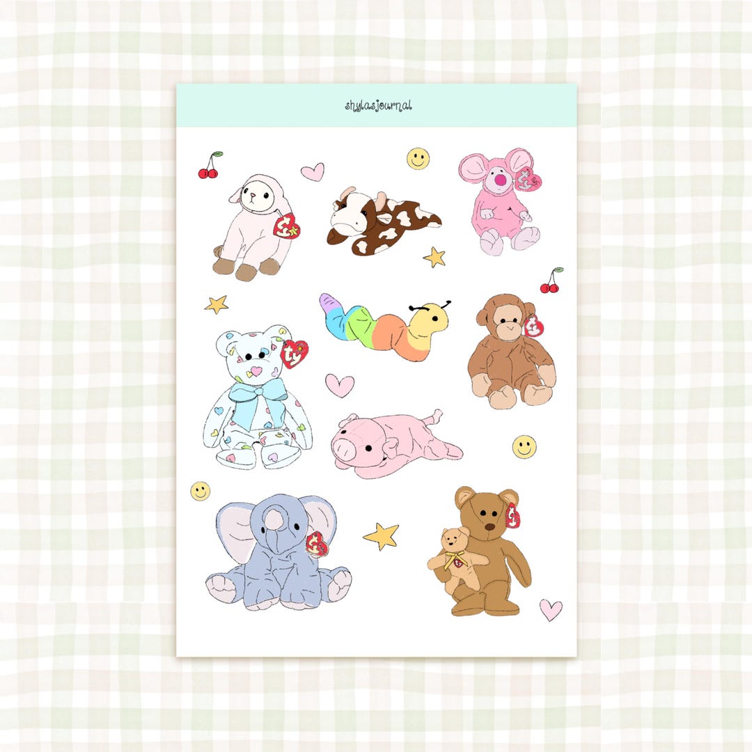 Sticker Plush Plushie Stickers | Junk Journal Vinyl Decals, A5 Sheet (glossy/matte ...