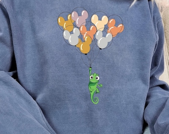 Disney Pascal With Mickey Balloon Comfort Colors Shirt, Cute Pascal Rapunzel T-shirt, Disneyland Birthday Gift Tee, Funny Magic Kingdom gift