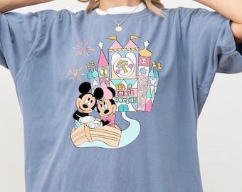 Rainbow Pastel Ride Comfort Colors shirt, Disneyland Minnie mouse Shirt, Mickey and Minnie shirt, Mickey mouse sweatshirt, small world shirt