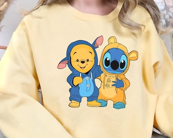 Winnie The Pooh Comfort colors Shirt, Stitch Shirt, Pooh Bear Shirt, Matching Friends Shirt, Besties Shirt, Friends Trip Shirt, Stitch Kids