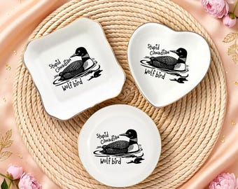 Stupid Canadian Wolf Bird Trinket Dish, Heated Rivalry Quote Ring Holder, Hockey Romance Jewelry Dish, Gift for Book Lovers