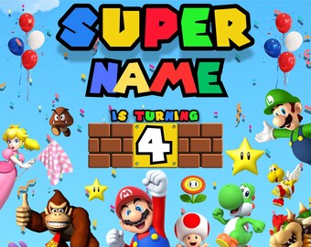 Invito di compleanno modificabile di Super Mario