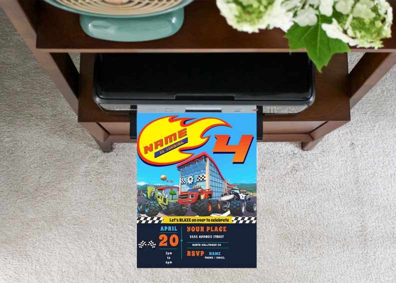 Blaze and the Monster Machines Editable Birthday Invitation image 4