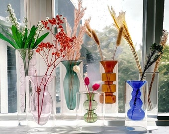 Rainbow Bud Vase | Hydroponic | Hand-Blown Glass | Nordic Style | Modern Home