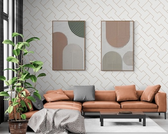 2 pezzi, texture archi, con cornice in legno e vernice acrilica, arredamento per la casa Bono, texture arte gesso