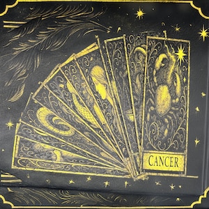 Cancer Zodiac Bookmark – Textured Stained Glass Tarot Art | Celestial Crab Bookmark | Cancer Astrology Gift for Book Lovers