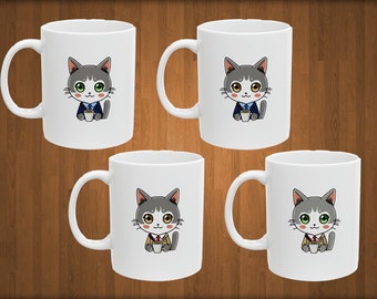 Cat Mug with Adorable Cat Coffee Design "Purrfect Morning", (Chester) Ceramic Mug 11oz