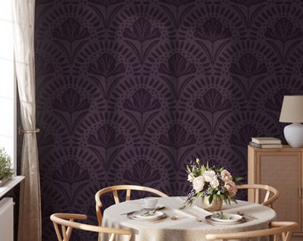 Vintage Plum 1920s Damask Peel & Stick Art Deco Floral Wallpaper