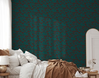 Dark Green Wallpaper, Shadow Floral Wallpaper, Moody Wallpaper, Victorian Wallpaper, Vintage Wallpaper, Dark Wallpaper, Peel and Stick
