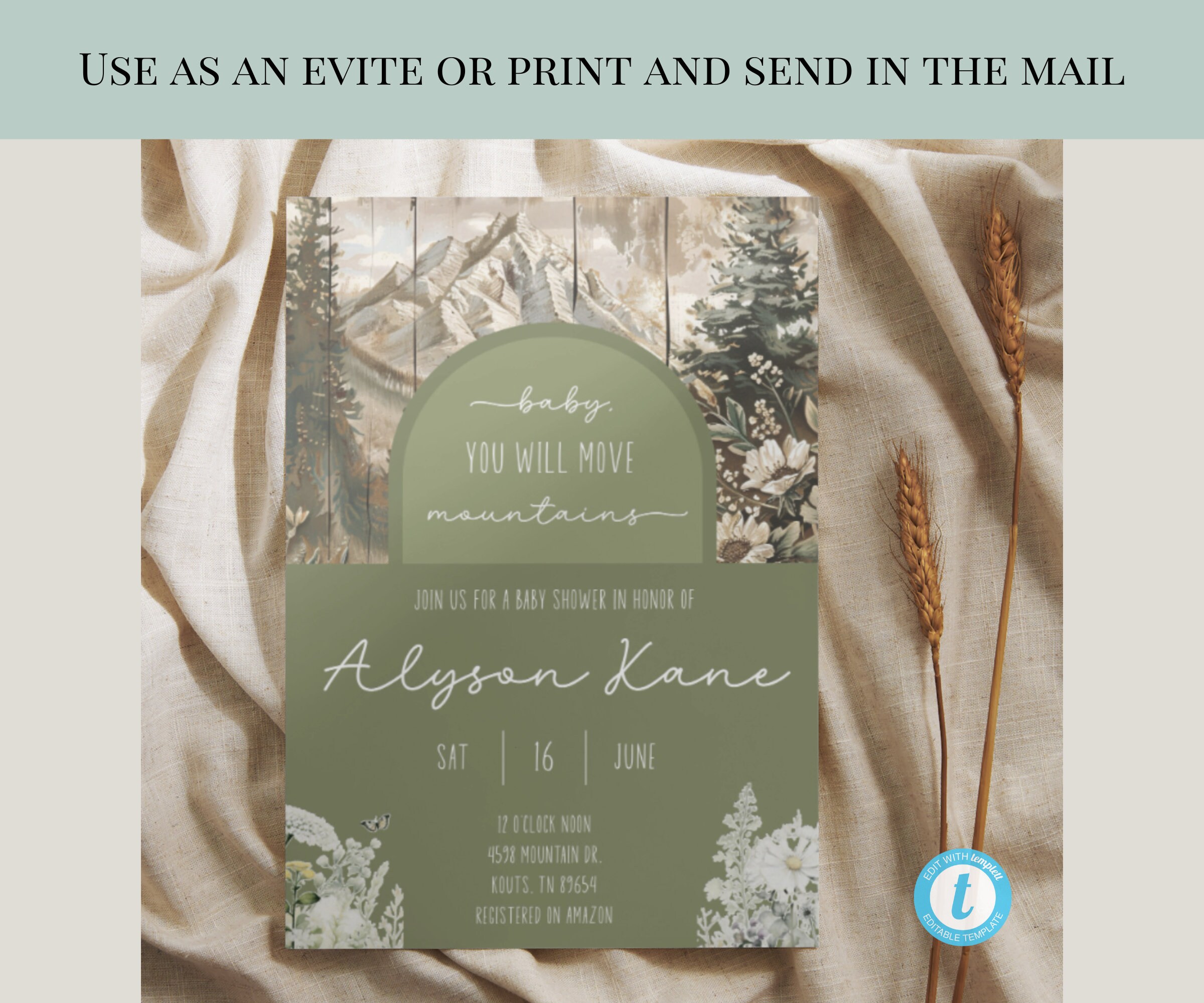 Editable Facebook Event Baby Shower Cover Photo & Invitation Evite