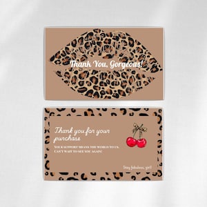 Carte de remerciement à imprimé léopard Carte de remerciement pour votre achat Modèle de carte de remerciement pour petite entreprise Notice de remerciement imprimable