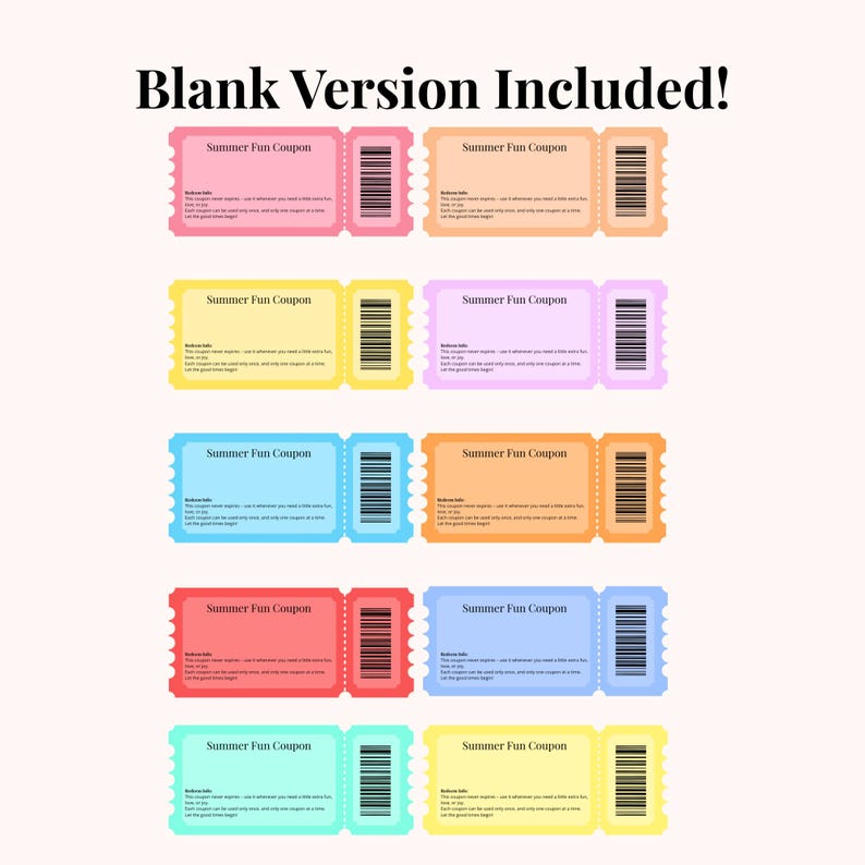 Printable Summer Fun Coupon Book for Kids Screen-free Activities Summer ...