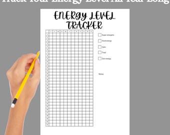 Energy Level Tracker Printable, Digital Wellness Log (Digital Download)