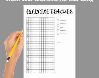 Yearly Exercise Tracker Printable, Fitness Habit Tracker (Digital Download)