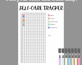 Self-Care Tracker Printable: Yearly Wellness Log, Habit Tracker (Digital Download)