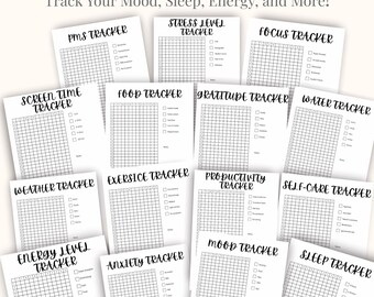 Yearly Habit Tracker Bundle, Wellness BUJO Printable (PDF)