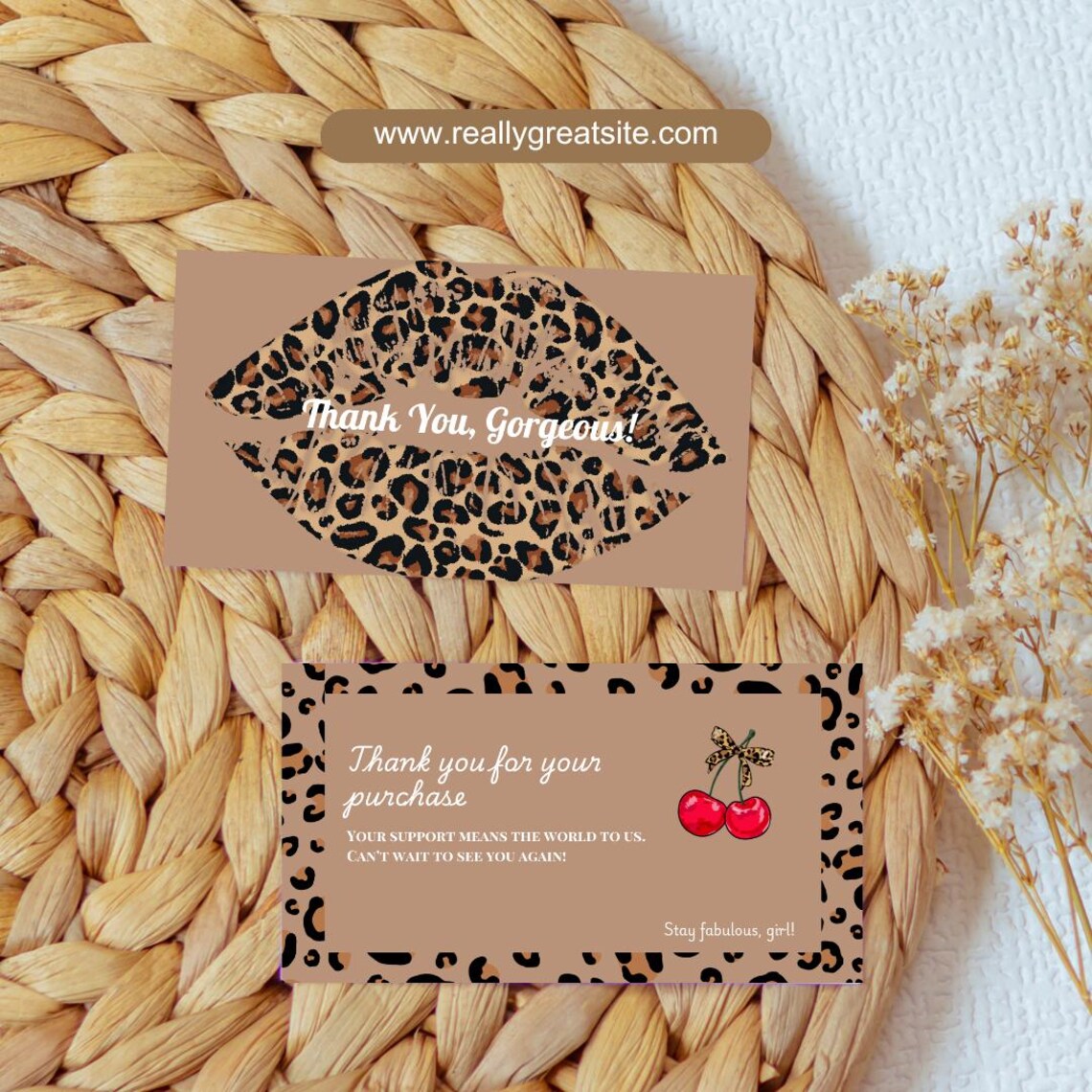 Leopard Print Thank You Card Thanks for Your Purchase Card Small ...