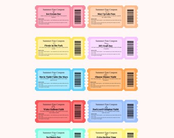 Printable Summer Fun Coupon Book for Kids (Digital Download)