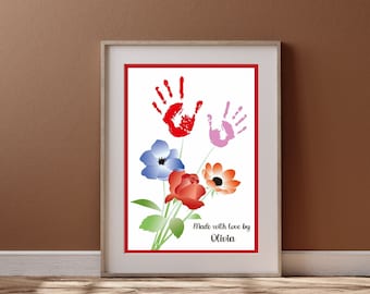 Mothers Day Handprint,Mothers day art,Grandma Gift,Personalised Mum Gift, Kids Gift for Mommy,Custom mothers day gift from kids or grandkids
