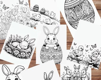 Easter Coloring Book for Kids, 27 Printable Pages (Digital Download)
