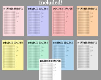 One-Year Weather Tracker Printable, Climate Log (Digital Download)
