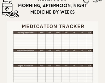 Daily Medication Tracker Morning, Afternoon & Night Log Medicine Log Printable Schedule Medication Intake Reminder Medication List Template
