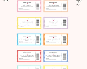 Summer Fun Coupon Book for Kids: Screen-Free Activities (Printable PDF Download A4 Size)