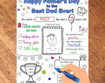 Father's Day Questionnaire Printable | DIY Coloring Activity (PDF)