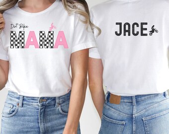 Custom Personalized Dirt Bike MAMA Shirt with Child Kids Name for Mother Day Gift Dirt Bike Mom T Shirt for Special Occasion