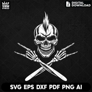 Rocker Skull Svg, Rock n roll Music SVG, Punk Rock Skull Svg, Punk Rock Svg, Skull PNG, Punk Rocker Svg, Rocker Shirt, Digital Download