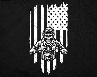 USA Biker Skull SVG: American Motorbike Clipart (Digital Download)