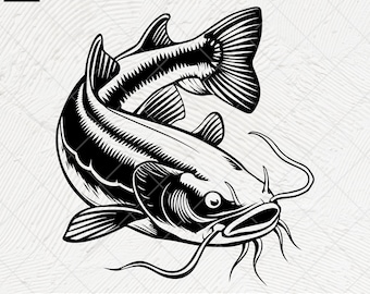 Catfish Fishing SVG Clipart: Vector Cut Files (Digital Download)